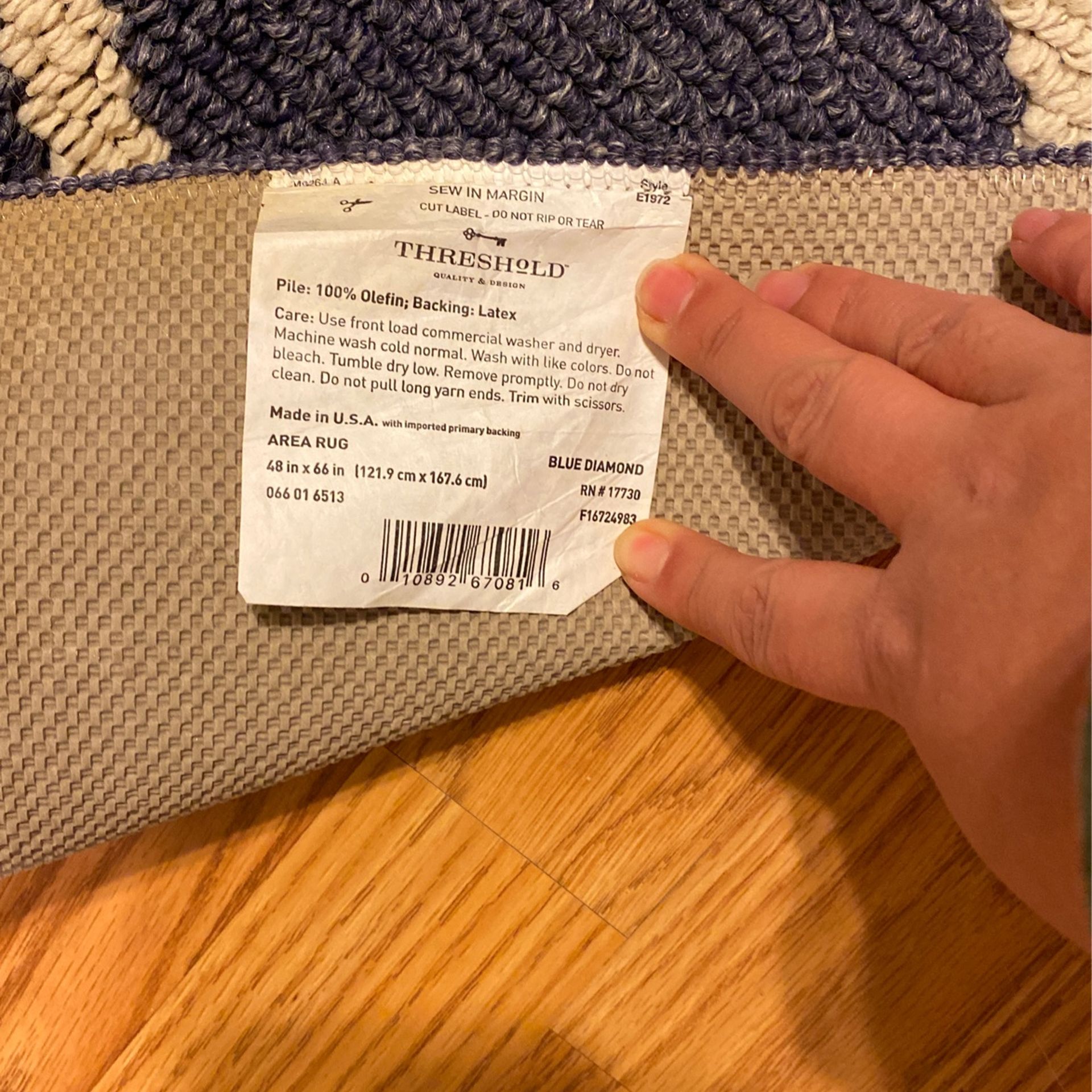 Navy/white Rug Threshold