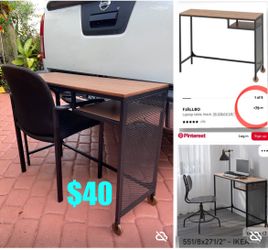 $40 Like New Ikea Desk great for small spaces 39” by 14” and almost 30” tall Steel and wooden