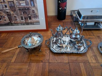 FB Rogers 5 Piece Tea Set and Chafing Dish warmer