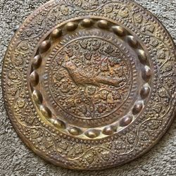 Copper Or Brass Plate With Bird Design