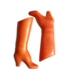 Vintage Glossy Orange Heeled Knee High Doll Boots