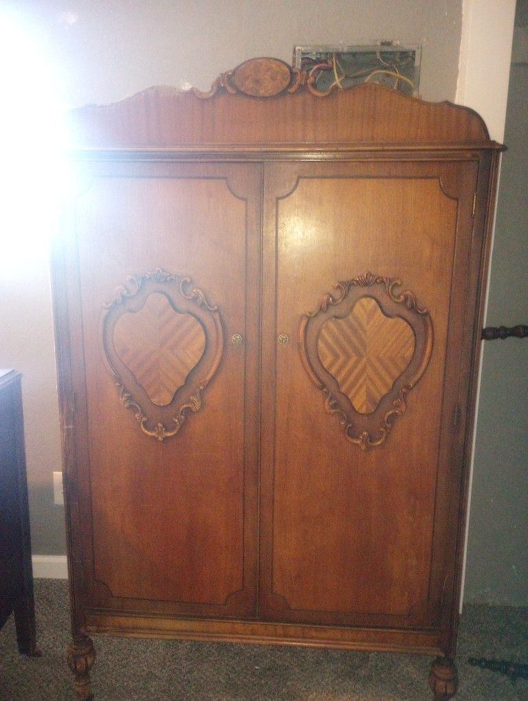 Antique Wardrobe And Matching Dresser
