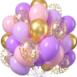 115 Latex Balloons - Purple, Pink, Coral, And Gold