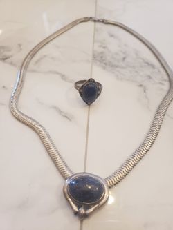 Sterling Lapis Necklace...Ring Sold