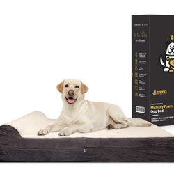 Was 110$ KOPEKS Jumbo Orthopedic Dog Bed - 7-inch Thick Memory Foam Pet Bed with Pillow with Removable Cover & Free Waterproof Liner - for Large Breed