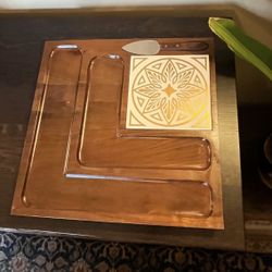 Vintage MCM Ann Gentry Walnut & Ceramic Tiled Cheeseboard Charcuterie Serving Tray