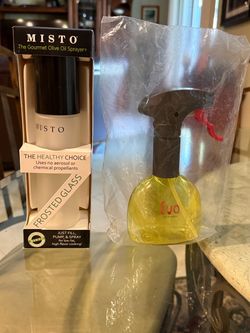 One Misto olive oil sprayer and one Evo oil sprayer