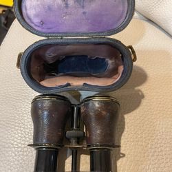 Emil Busch Rathenow Antique WWI Field Binoculars w Leather Case Germany