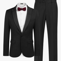 COFANDY MENS LARGE SUIT TUXEDO  Check size chart Waist is 38 according to chart Coat is like 44R-46R TRAJE NUEVO NUNCA USADO TALLA GRANDE CINTURA 38 S