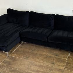 Black Velvet Sectional Couch