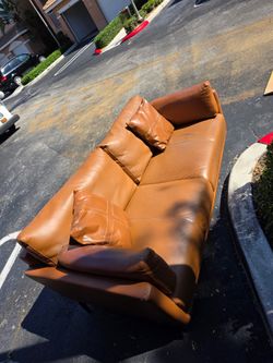 Brown leather couch