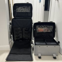 Boutique rolling makeup luggage with makeup brushes! 😀