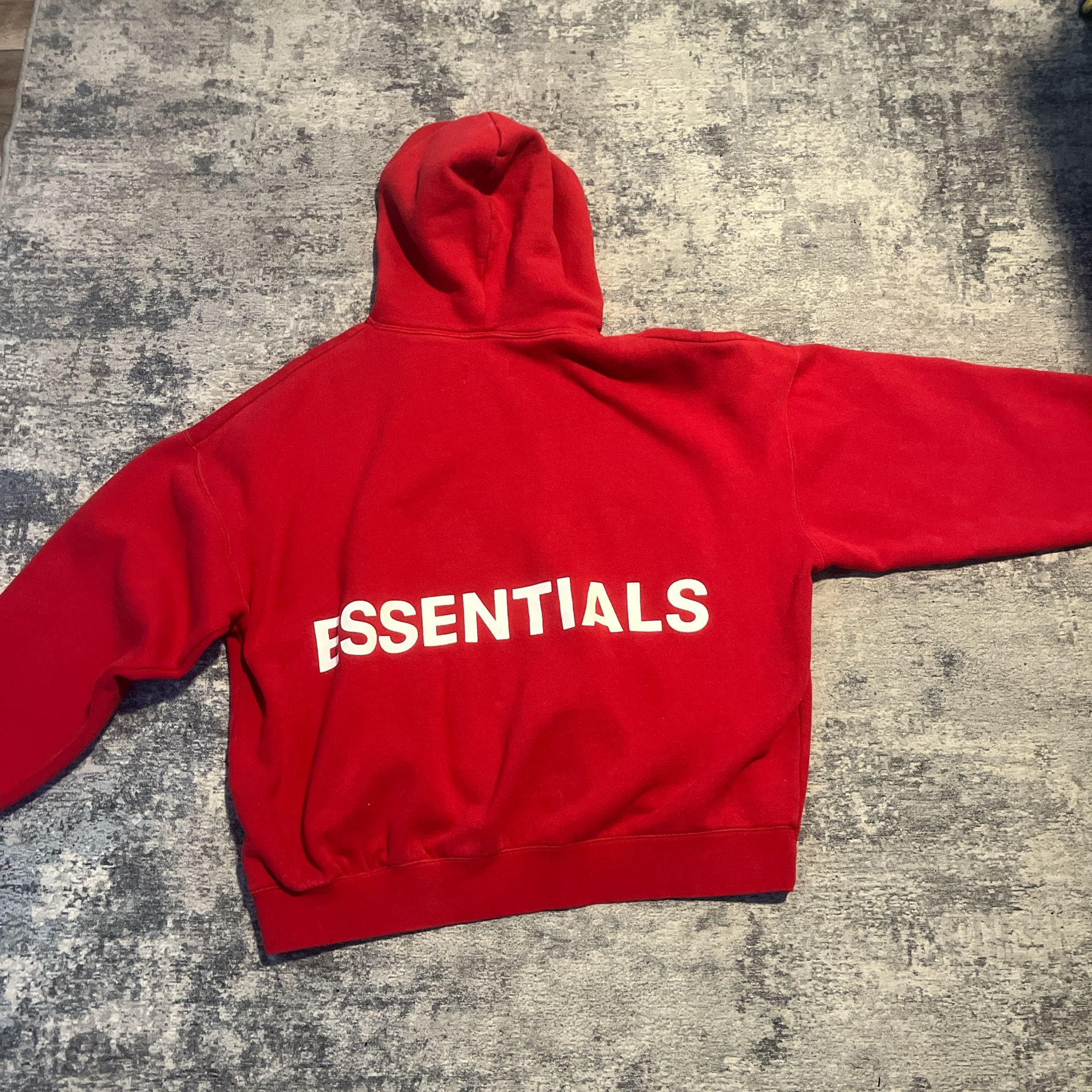 Red Essentials Fear Of God Hoodie