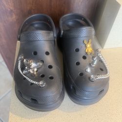 EDC Decorated Platform, Crocs, Black Size 8 Ladies