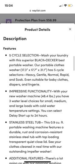 Lavadora Portátil 2.0 Black Decker Nueva for Sale in The Bronx, NY - OfferUp