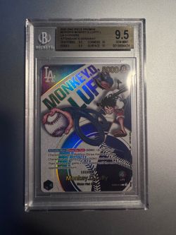 9.5 DODGERS X ONE PIECE MONKEY D LUFFY PROMO CARD EB02-010 BGS 9.5