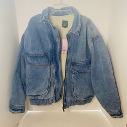 Denim Sherpa Jacket Size Small 