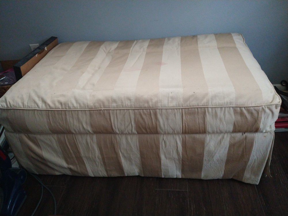 Beige And Gold End Of The Bed Ottoman On Wheels