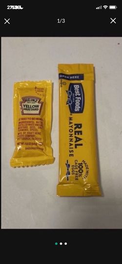 Barbecue/Party/Travel 108 Mustard 48 Mayonnaise Condiment Travel Packs Packages