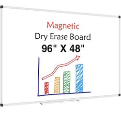 XBoard Magnetic Dry Erase Board 96 x 48 Inches Wall-Mounted, 4'x8' Presentation Whiteboard with Marker Tray, Aluminum Frame White Board for School Off