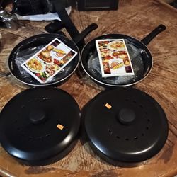 2 Quantum Fat Free Express Frying Pans Complete With Hardware And Booklet