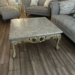 Antique marble coffee table with entry table
