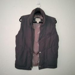 SMALL ST. JOHNS BAY GREY ZIP PUFFER VEST W POCKETS & SNAP BUTTONS