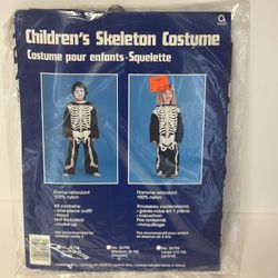 Vintage 90s Skeleton Amscan Childrens Costume Kids Size 4-6 Small New