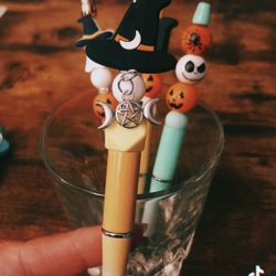 Witch Hat Triple Moon Goddess symbol Beadable Pen 