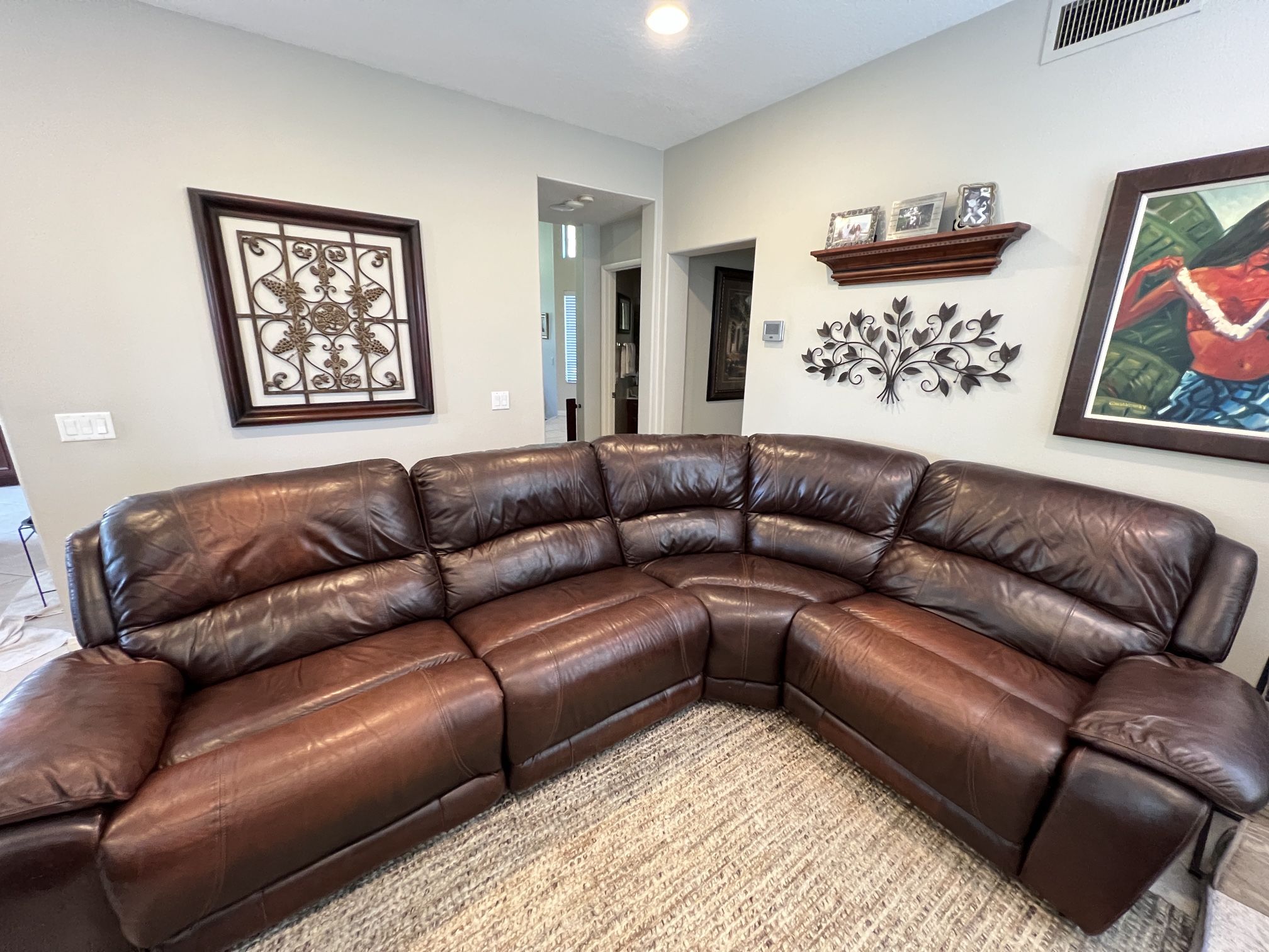 Leather Reclining Sectional Sofa Couch - 4 Pieces