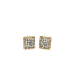 10kt Gold Concave Diamond Square Earrings 1.70grams .33ctw 173577 9