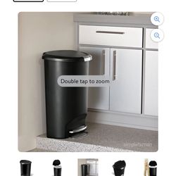 simplehuman 13 Gallon Plastic Step On Trash Can, Semi-Round Kitchen Garbage Can, Multiple Colors