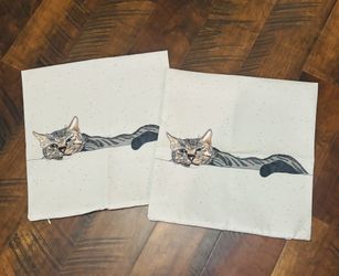 Two (2) 16x16 Adorable Cat Throw Pillow COVERS