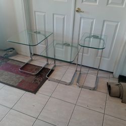 3 PIECE MATCHING GLASS AND CHROME TABLES