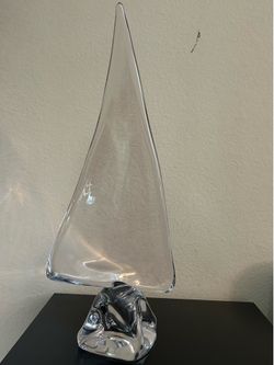Daum France ~25in extra large crystal sailboat sculpture