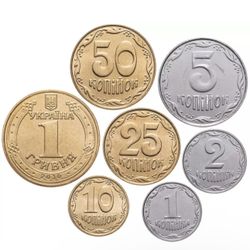 UKRAINE - Complete SET of 7 Coins (kopiyok, hryvnia) 2012 - 2019 from ROLL - UNC