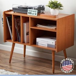 NEW in Box Record Player Stand w/ Vinyl Storage - Walnut Colored