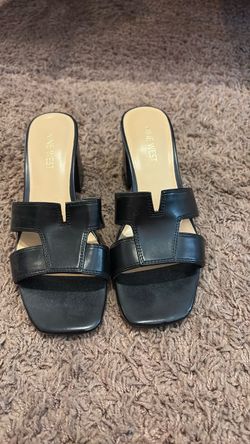 Nine West Black Heeled Slide Sandals
