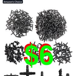 340PCS Irrigation Fittings Kit, Drip Irrigation Barbed Connectors for 1/4-Inch Tubing Flower Garden Lawn Irrigation (170 Straight Barbs + 80 Tees + 30