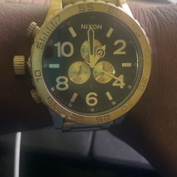 Nixon 5130 Gold with Black Face Chrono Watch $275