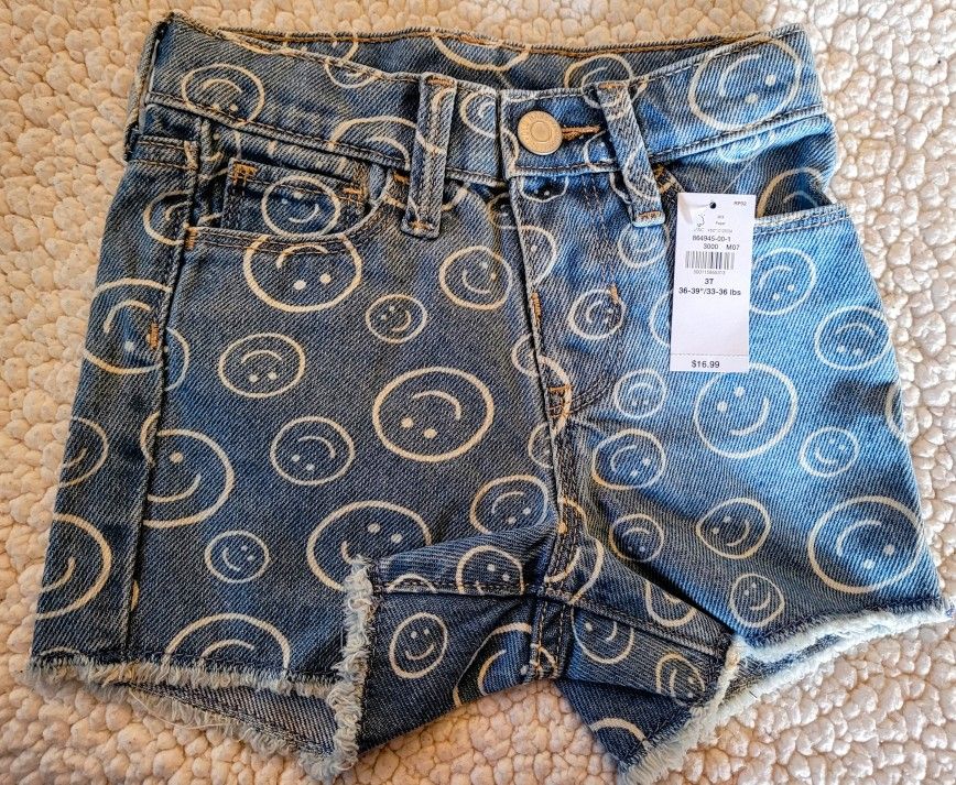 Old Navy Toddler Girls' Smiley Face Jean Shorts (Size 3T)