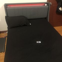 Full size bed Frame with LED headboard and 2 drawers