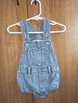 Ild navy 12 months Baby Denim Overall Romper with Heart Pocket