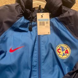 Nike Mens Club America Hooded Jacket Blue Jay DV5037-409 Size M NWT fluffy warm