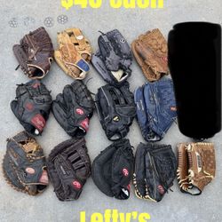 Baseball Gloves Lefty’s $40 Each Firm Have More Equipment Available 