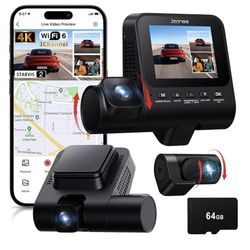 Brand New Dash Cam Front and Rear, 4K+1080P+1080P 3 Channel Dash Camera for Cars, STARVIS 2 Sensor Dash Camera with HDR Night Vision