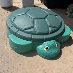 Little Tikes Kids Turtle Outdoor Or Indoor Sandbox Molded Green Seat