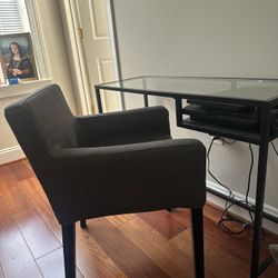 Glass Desk And Blue Chair 