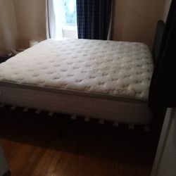 King Mattress And Grey Headboard/Frame Like New!!
