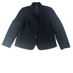 Jones New York Platinum Black Stretch Blazer Career Classic Size 16
